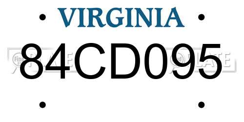 84CD095 Virginia License Plate