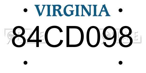 84CD098 Virginia License Plate
