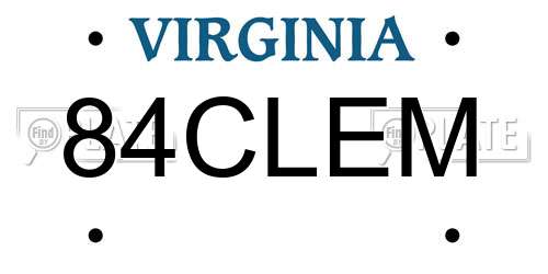84CLEM Virginia License Plate