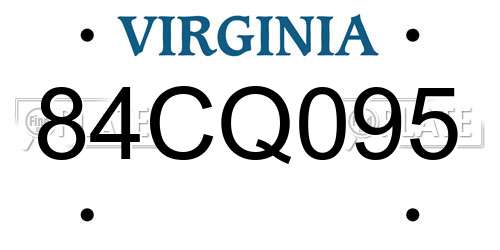 84CQ095 Virginia License Plate