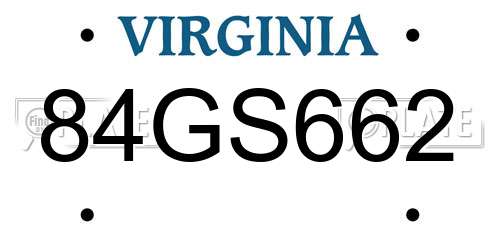 84GS662 Virginia License Plate