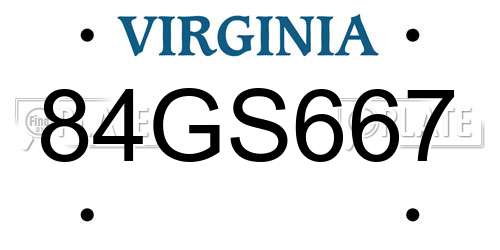 84GS667 Virginia License Plate
