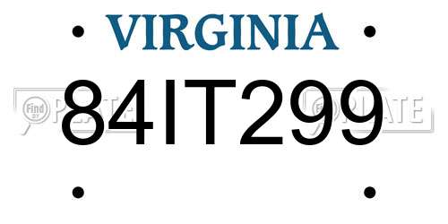 84IT299 Virginia License Plate