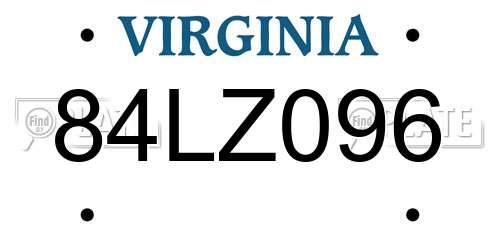 84LZ096 Virginia License Plate