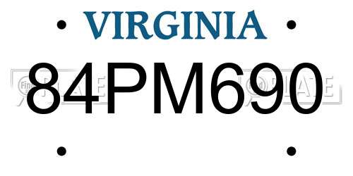 84PM690 Virginia License Plate