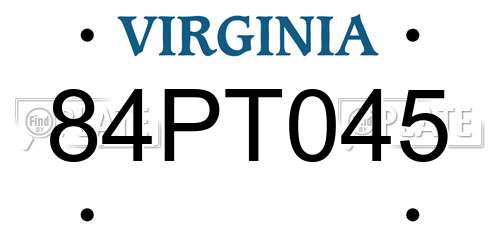 84PT045 Virginia License Plate