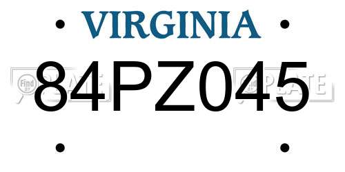 84PZ045 Virginia License Plate
