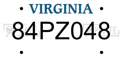 84PZ048 Virginia License Plate