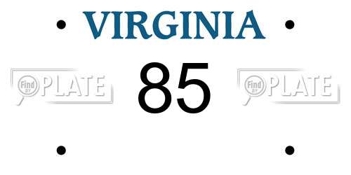 85 Virginia License Plate