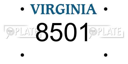 8501 Virginia License Plate