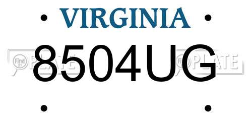 8504UG Virginia License Plate