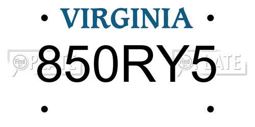 850RY5 Virginia License Plate