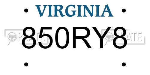 850RY8 Virginia License Plate