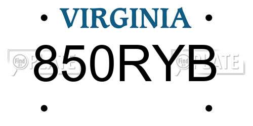 850RYB Virginia License Plate