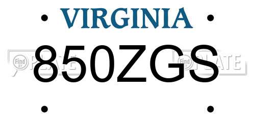 850ZGS Virginia License Plate
