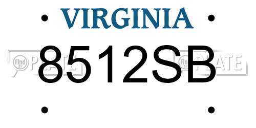 8512SB Virginia License Plate