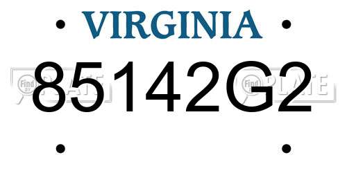 85142G2 Virginia License Plate
