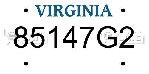 85147G2 Virginia License Plate