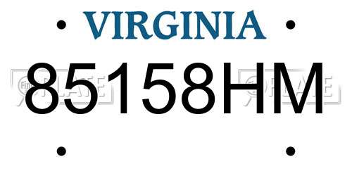 85158HM Virginia License Plate