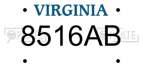 8516AB Virginia License Plate