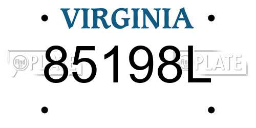 85198L Virginia License Plate