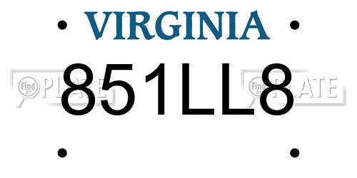 851LL8 Virginia License Plate