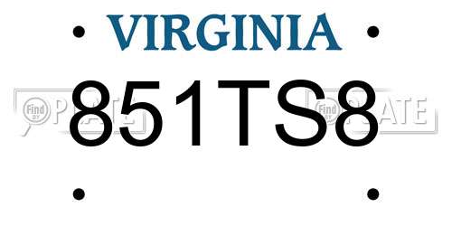 851TS8 Virginia License Plate