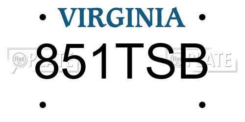 851TSB Virginia License Plate