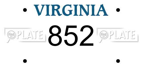 852 Virginia License Plate