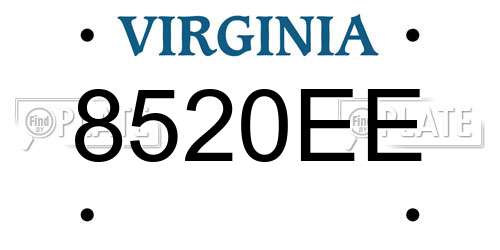 8520EE Virginia License Plate
