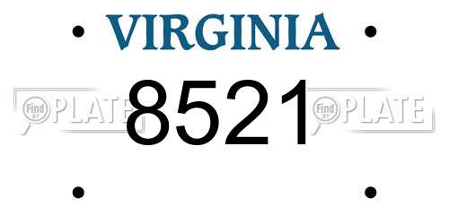 8521 Virginia License Plate
