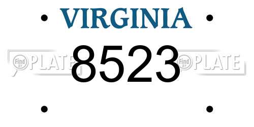 8523 Virginia License Plate
