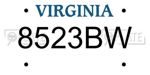 8523BW Virginia License Plate