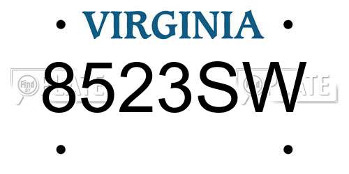 8523SW Virginia License Plate