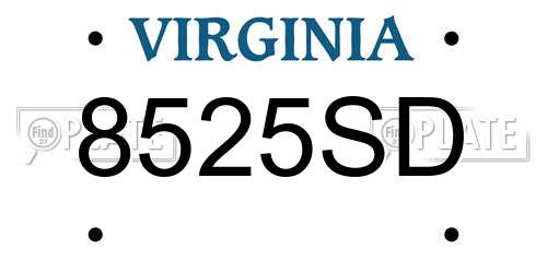8525SD Virginia License Plate