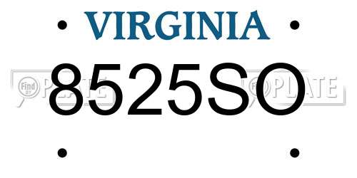 8525SO Virginia License Plate
