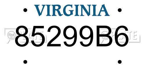 85299B6 Virginia License Plate
