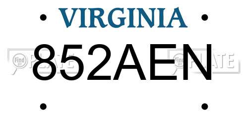852AEN Virginia License Plate