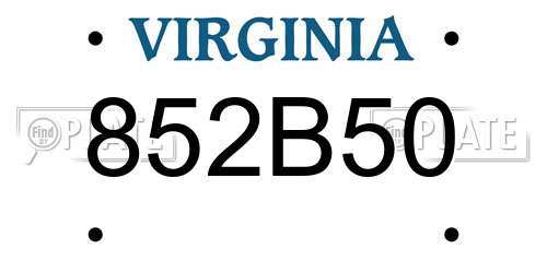 852B50 Virginia License Plate