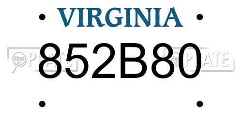 852B80 Virginia License Plate