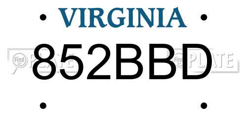 852BBD Virginia License Plate
