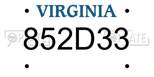852D33 Virginia License Plate