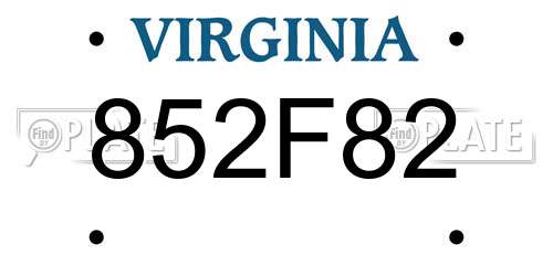 852F82 Virginia License Plate