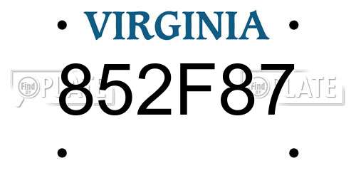 852F87 Virginia License Plate