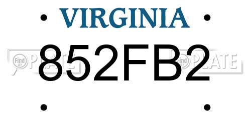 852FB2 Virginia License Plate