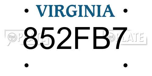 852FB7 Virginia License Plate