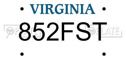 852FST Virginia License Plate