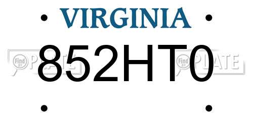 852HT0 Virginia License Plate
