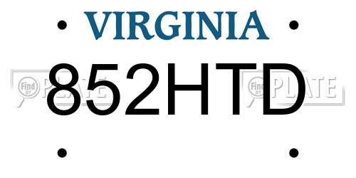 852HTD Virginia License Plate