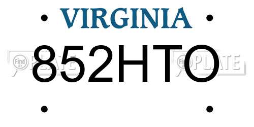 852HTO Virginia License Plate